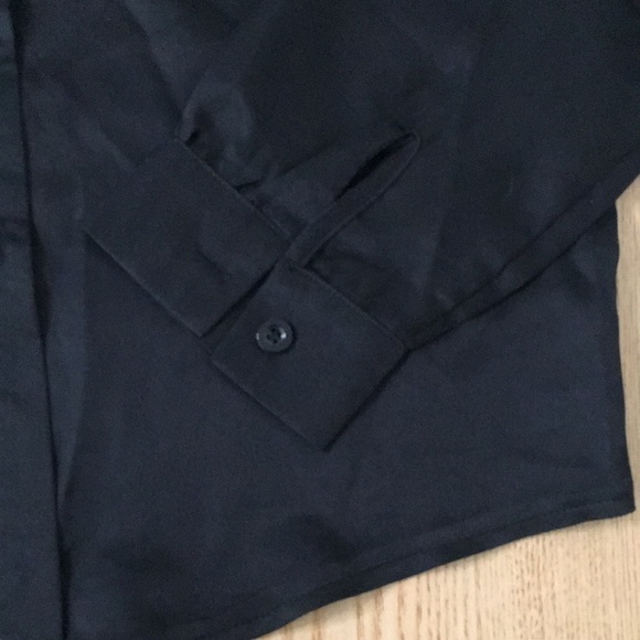 New Womens Shein Button Up Faux Silk shirt Super Soft Stretchy Black Size Small - Picture 5 of 7